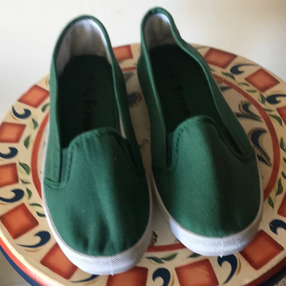 Comfortable green slip on shoes